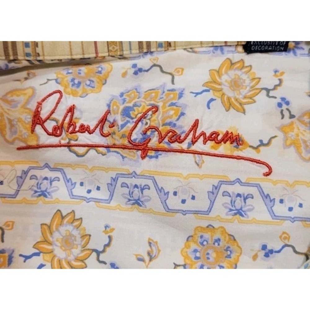 ROBERT GRAHAM MENS YELLOW STRIPED FLIP CUFF LONG SLEEVE BUTTONDOWN SIZE 2XLT - Picture 7 of 10